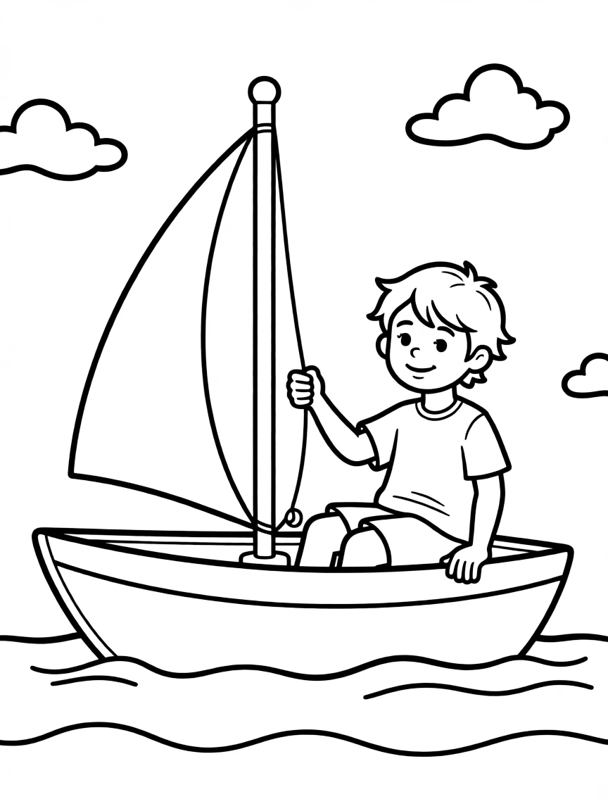 (sports) A child a calm child sailing