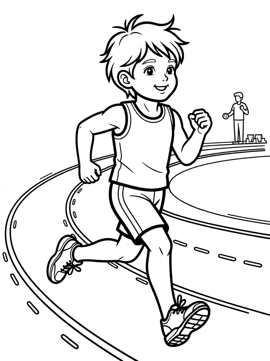 (sports) A child an athletic child doing track and field