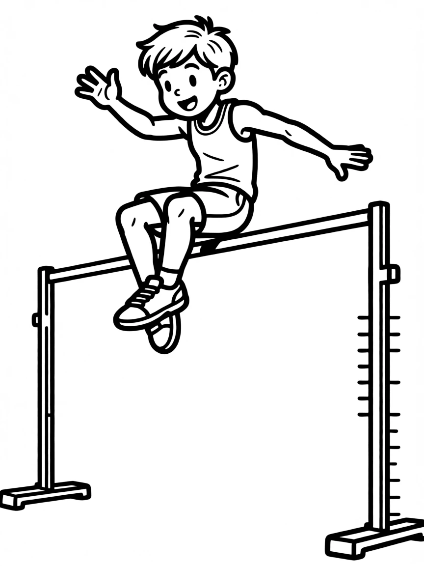 (sports) A child a high-flying child high jumping