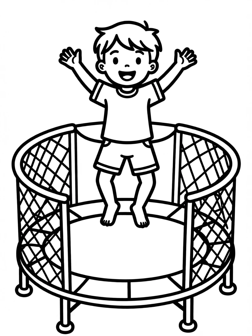 (sports) A child a bouncing child trampolining