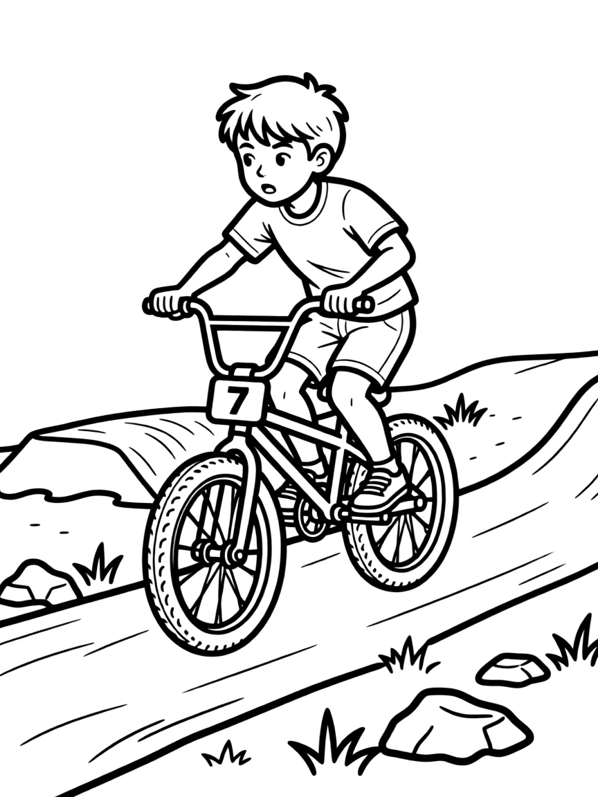 (sports) A child a daring child BMX racing