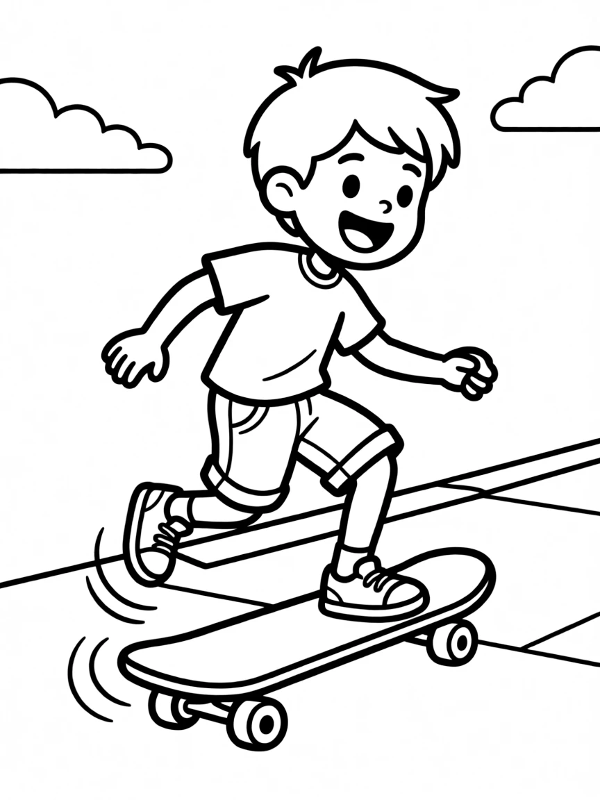 (sports) A child a cool child skateboarding