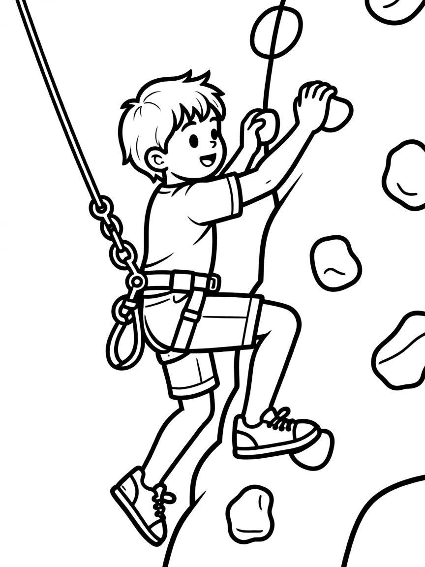 (sports) A child a gripping child doing sport climbing