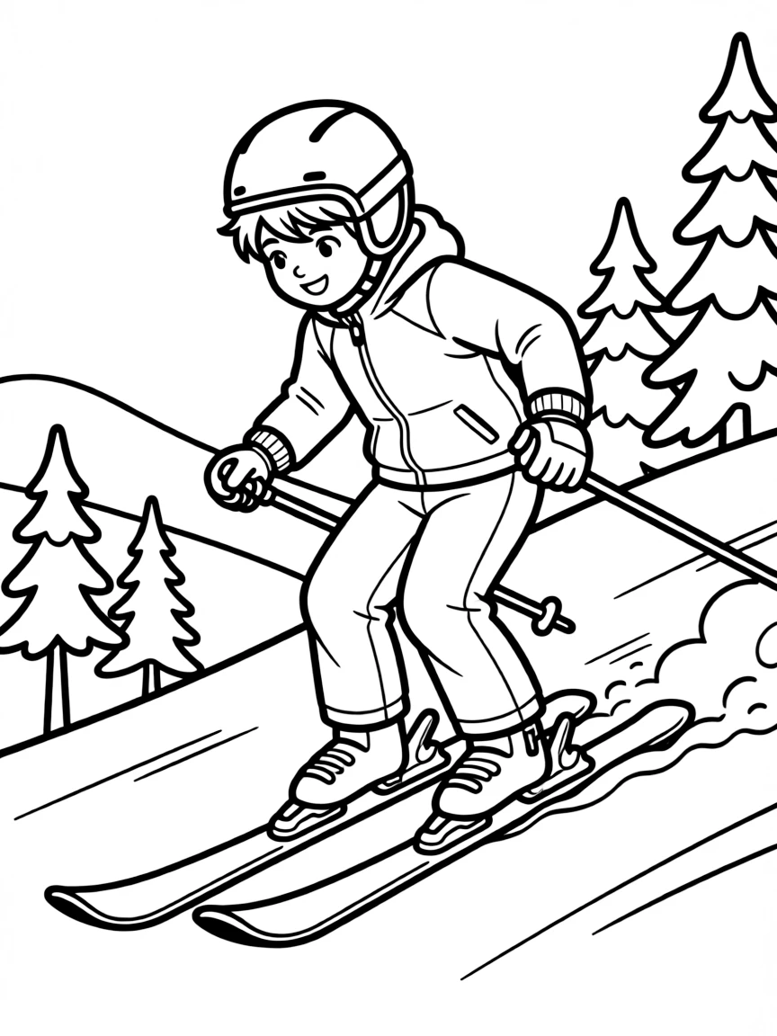 (sports) A child a speedy child doing alpine skiing
