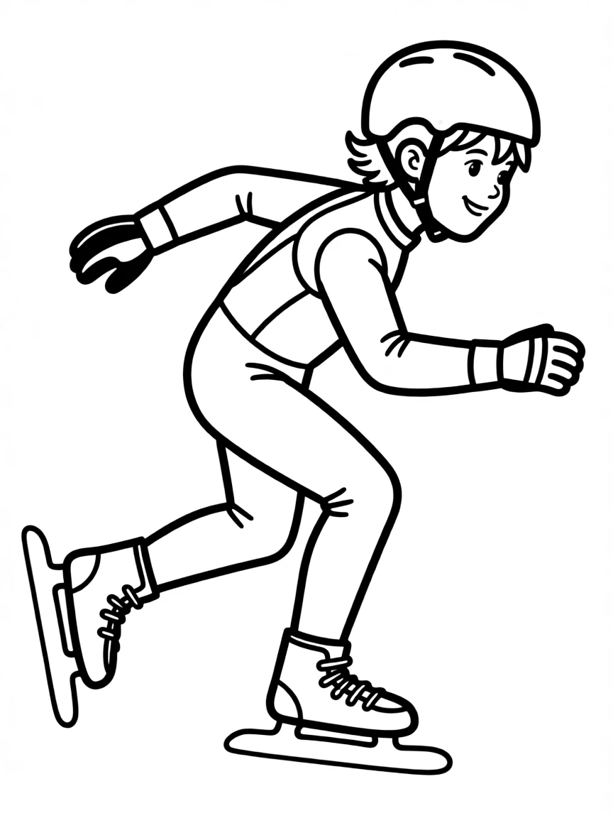 (sports) A child a fast child doing speed skating
