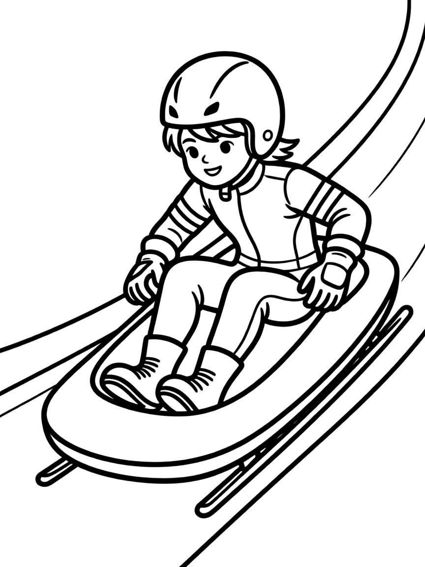 (sports) A child a swift child in a luge