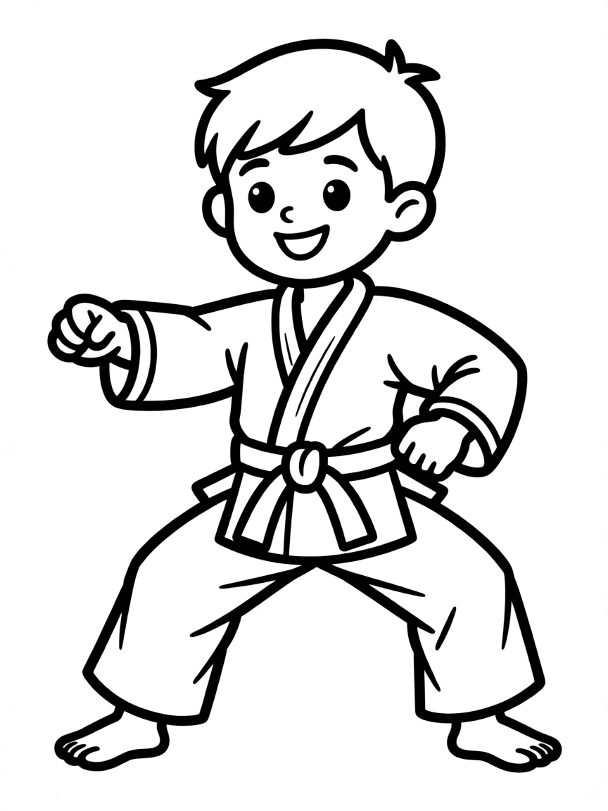 (sports) A child cartoon child doing judo