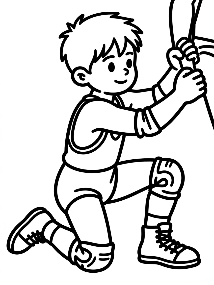 (sports) A child cartoon child doing wrestling