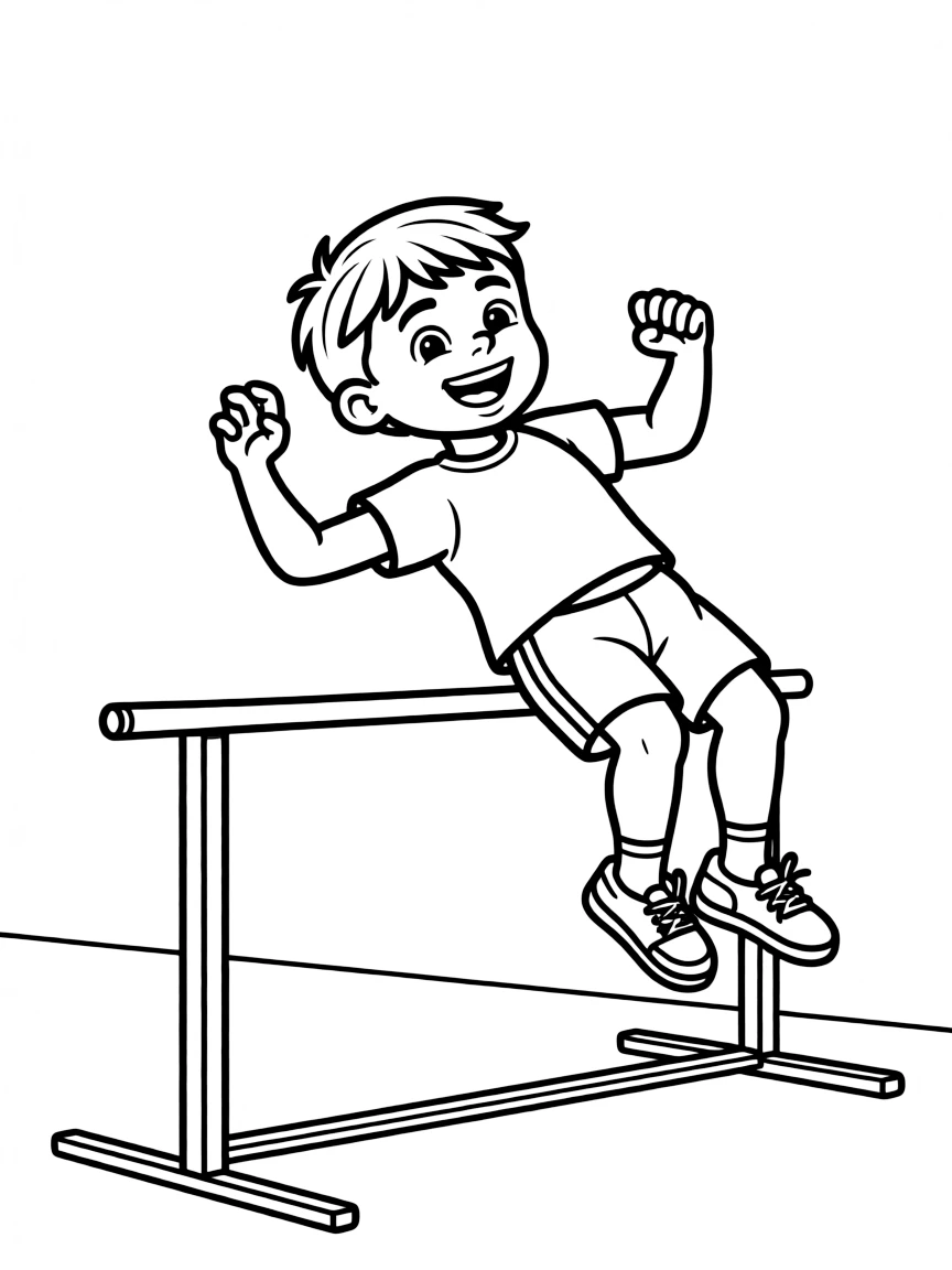 (sports) A child cartoon child high jumping