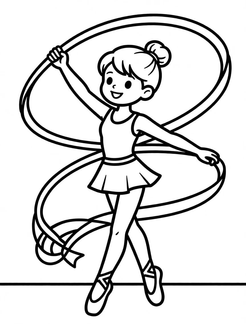 (sports) A child cartoon child rhythmic gymnastics