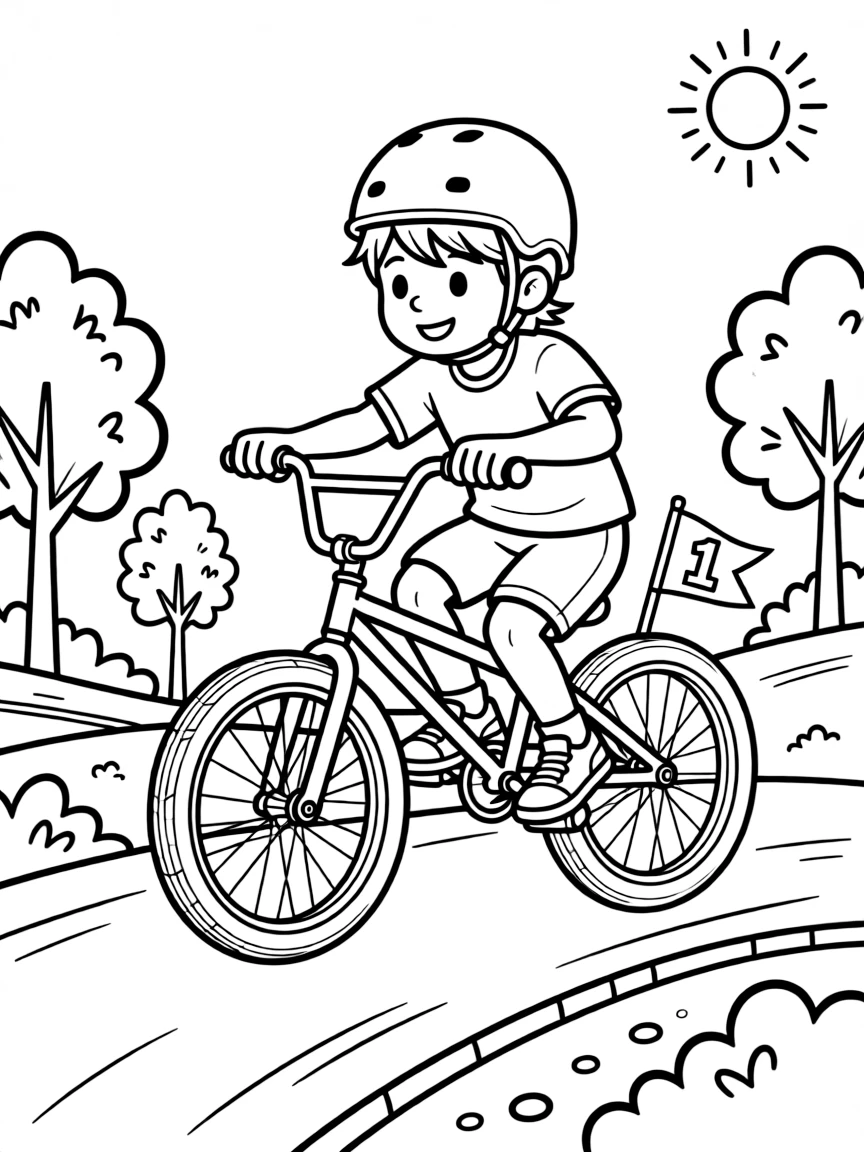 (sports) A child cartoon child BMX racing