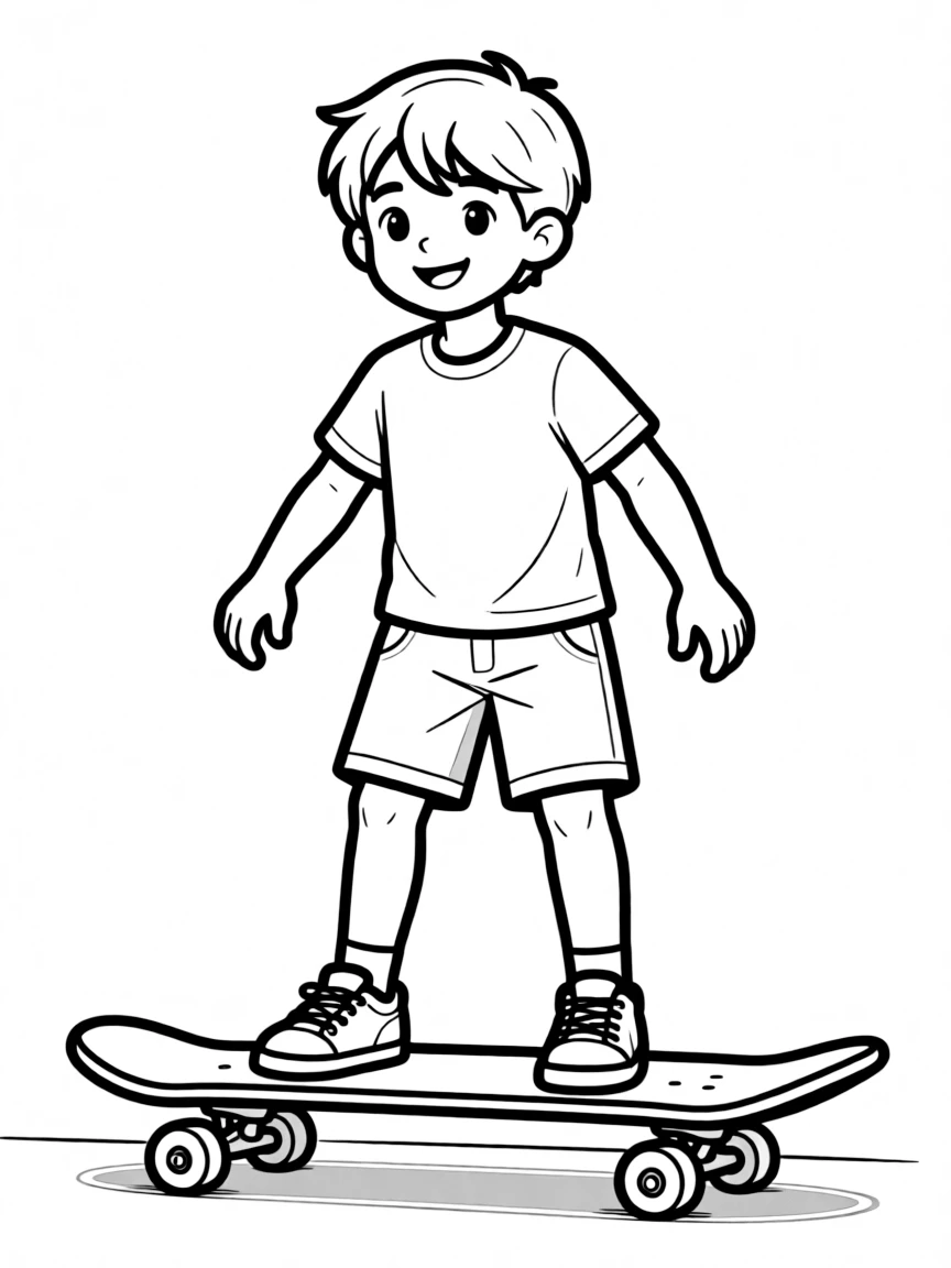 (sports) A child cartoon child doing skateboarding