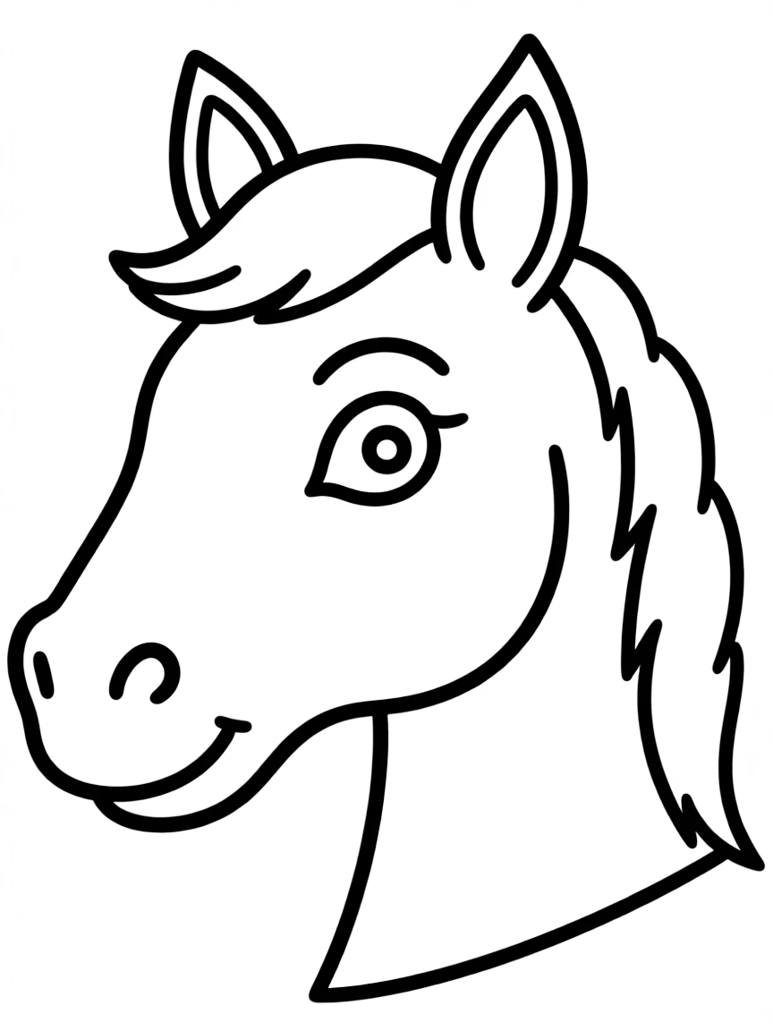 (sports) A child simple horse head outline