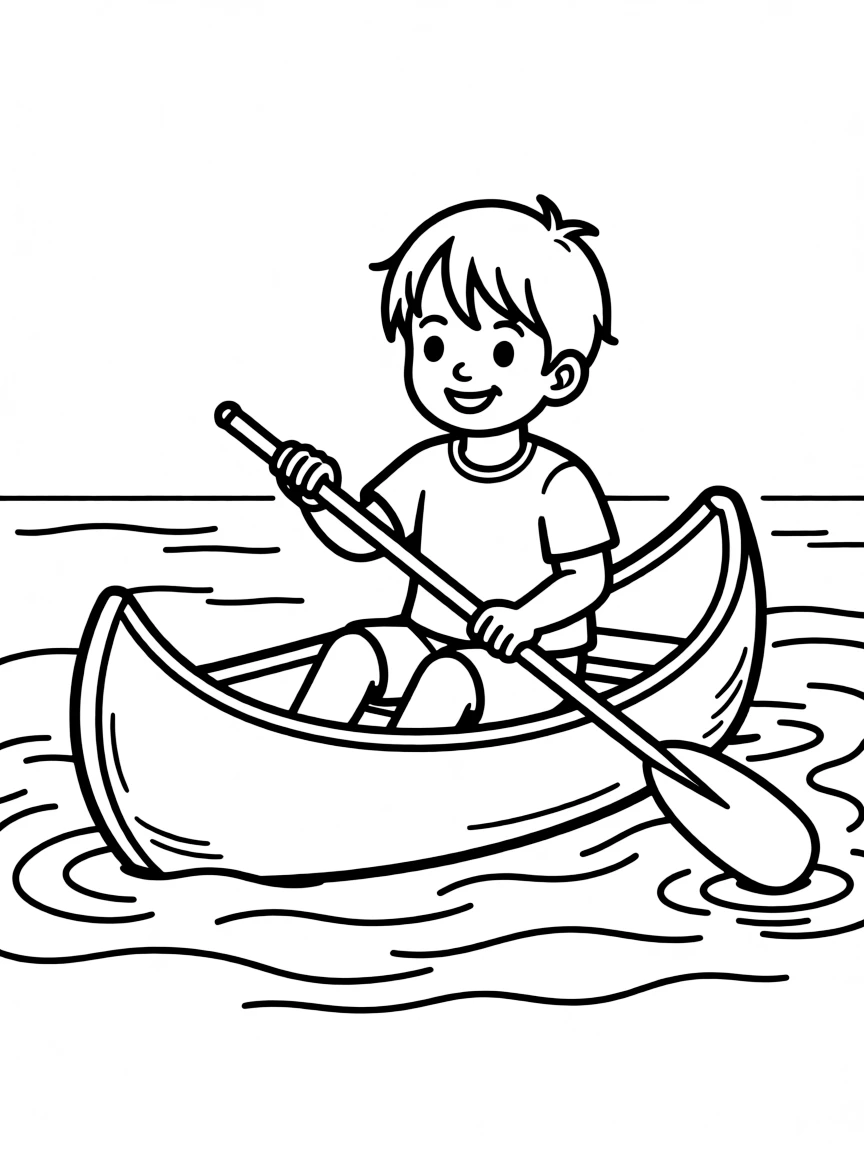 (sports) A child simple canoe