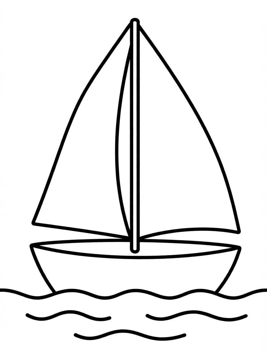(sports) A child simple sailboat outline