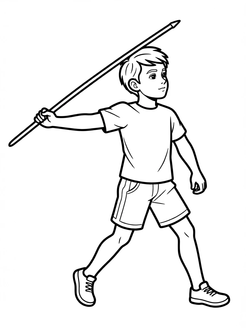 (sports) A child simple javelin outline