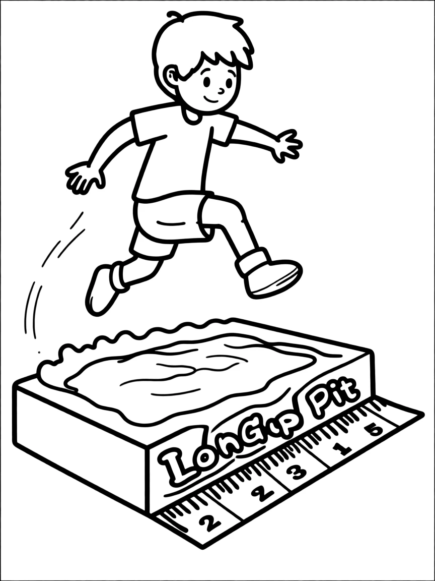 (sports) A child simple long jump pit outline