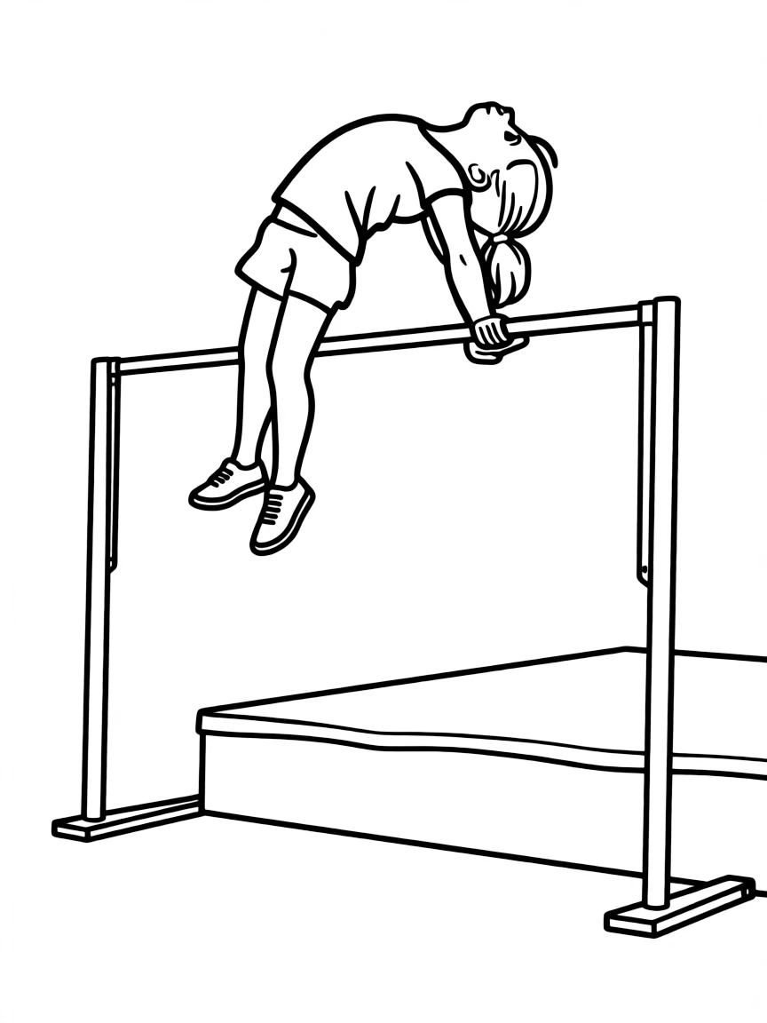 (sports) A child simple high jump bar