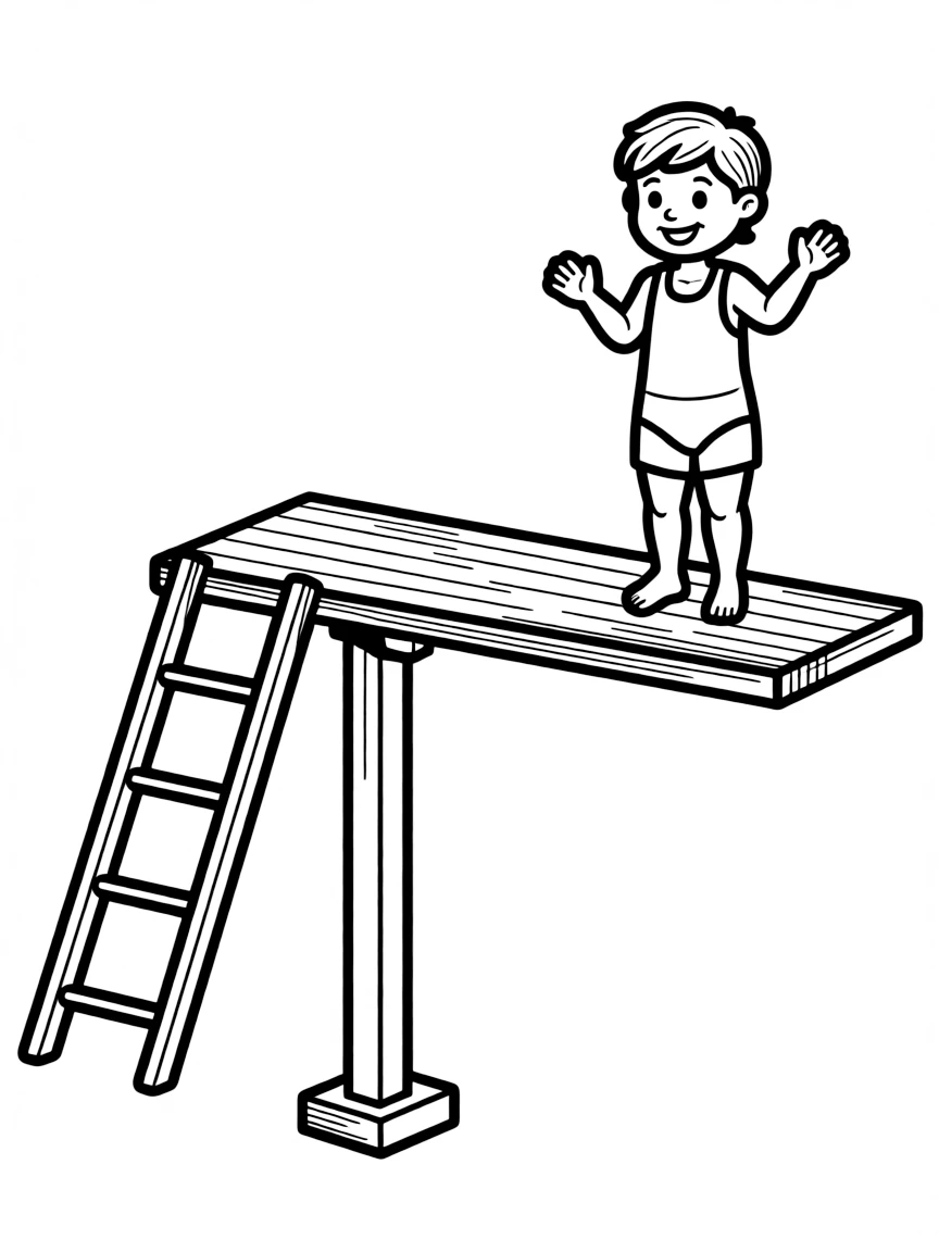 (sports) A child simple diving board outline
