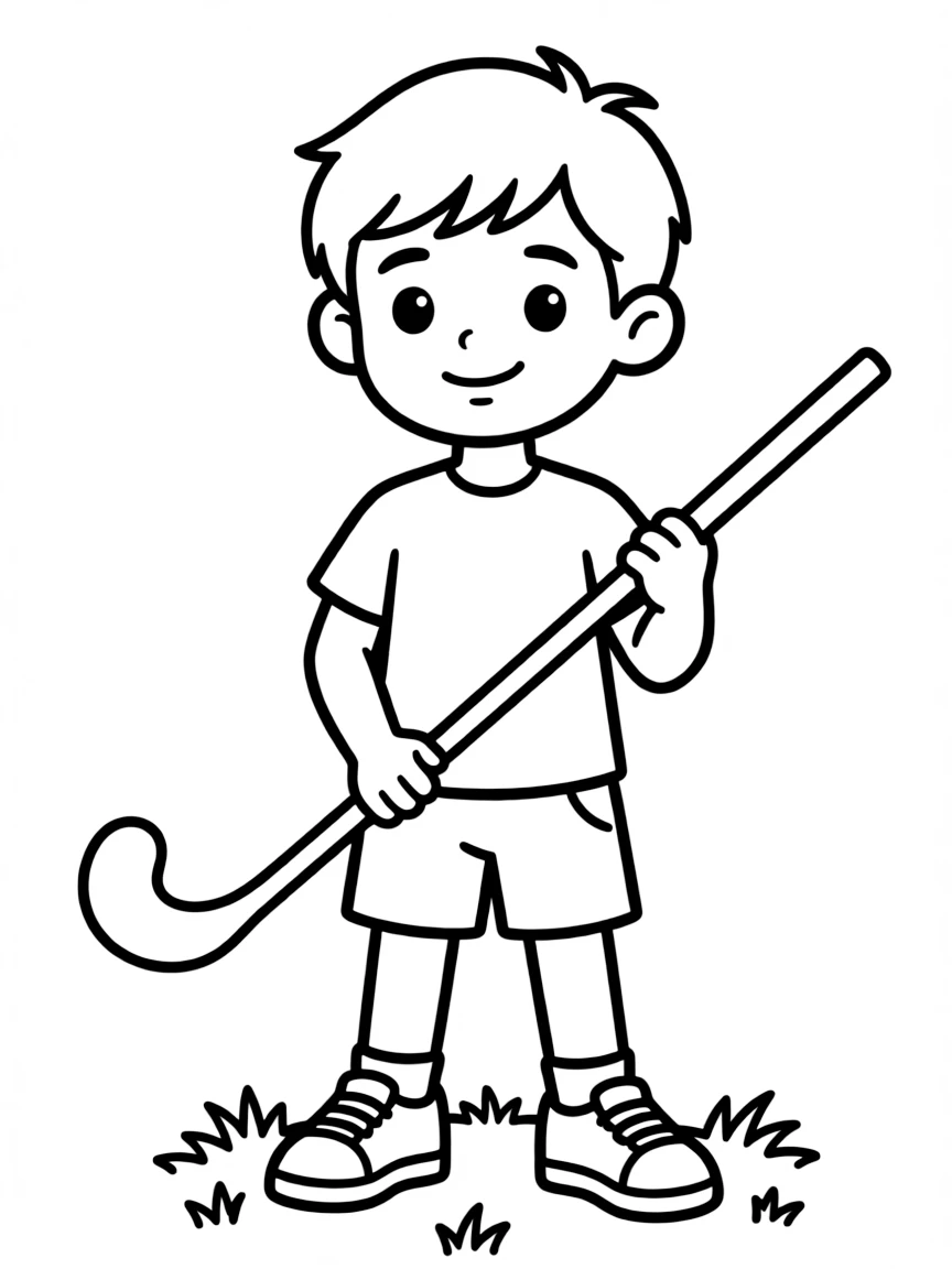 (sports) A child simple field hockey stick