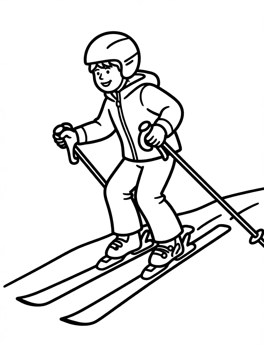(sports) A child simple alpine ski outline