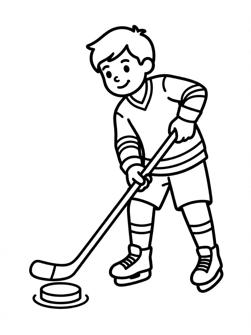 (sports) A child simple ice hockey puck