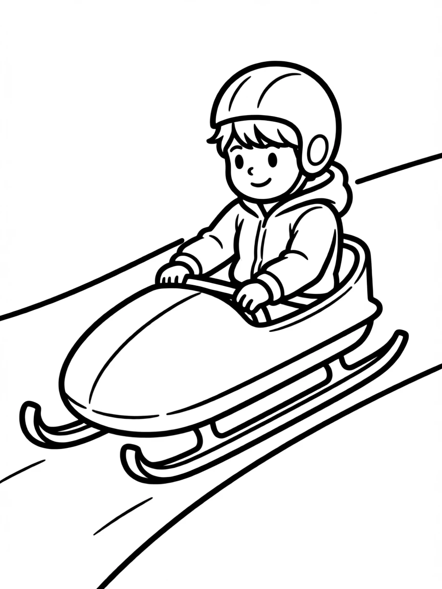 (sports) A child simple bobsled outline