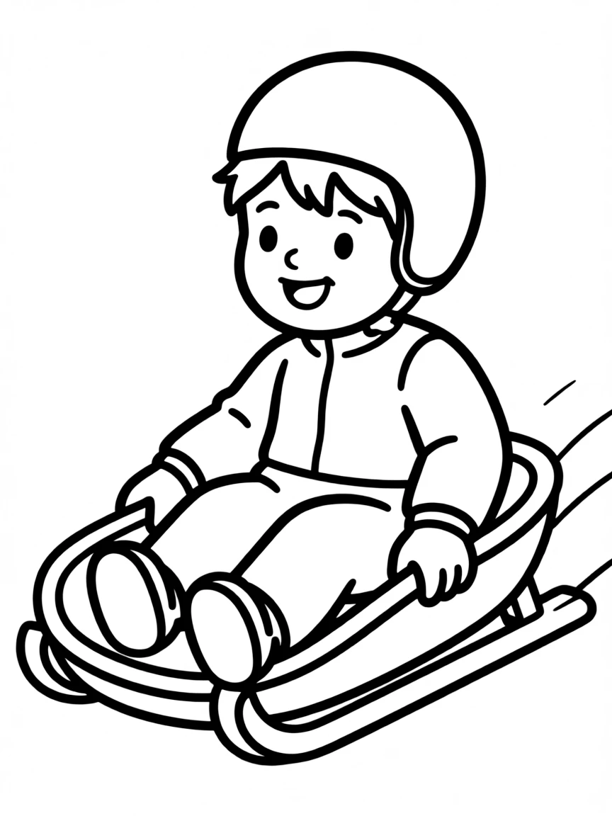 (sports) A child simple luge outline