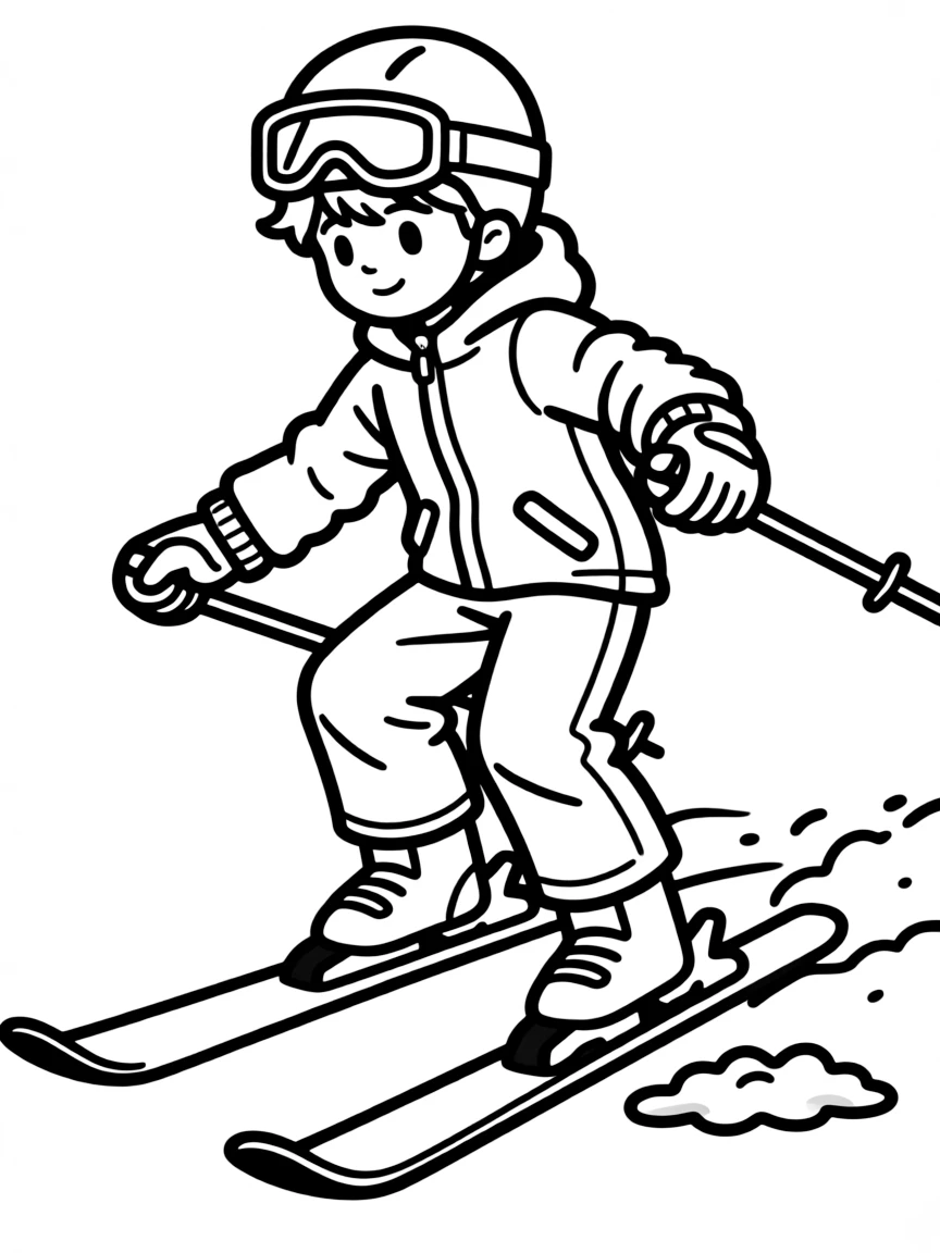 (sports) A child simple freestyle ski outline