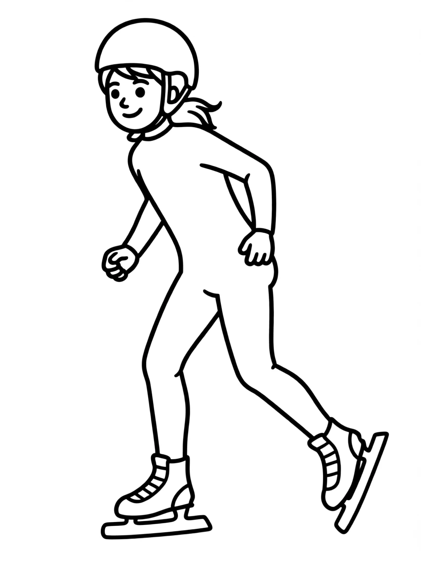 (sports) A child simple short track speed skate outline
