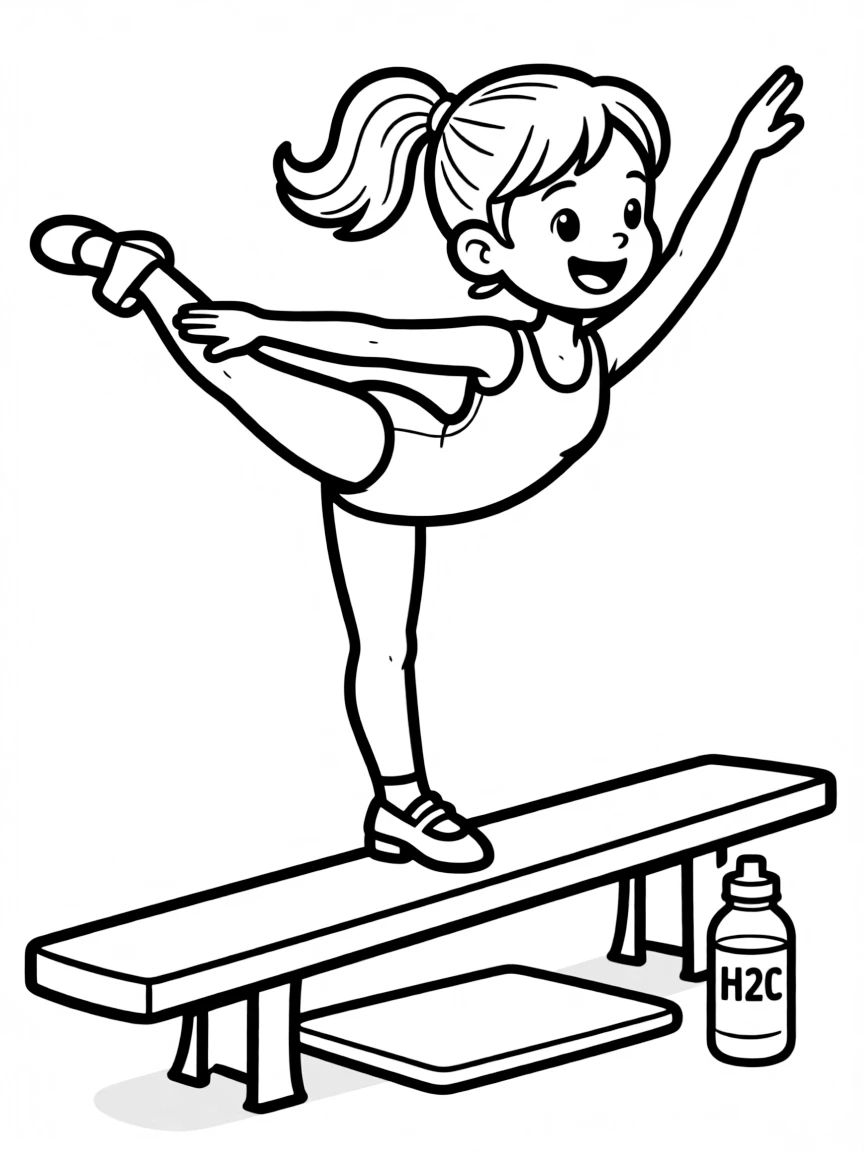 (sports) A child a girl doing gymnastics