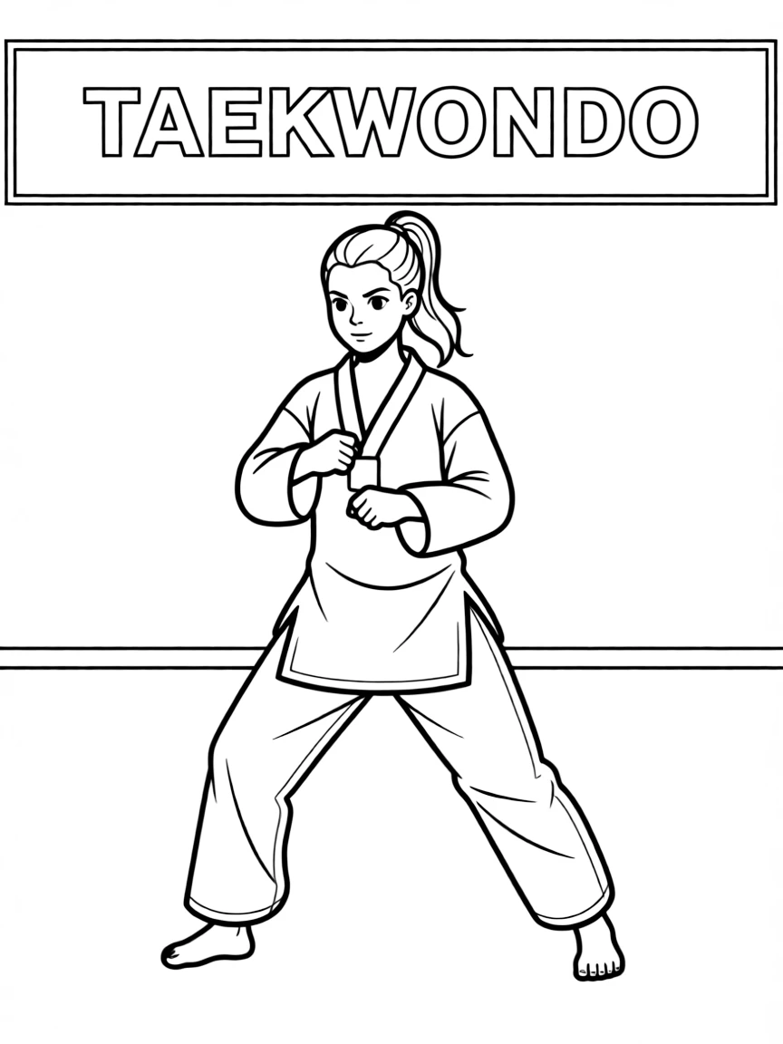 (sports) A child a girl doing taekwondo