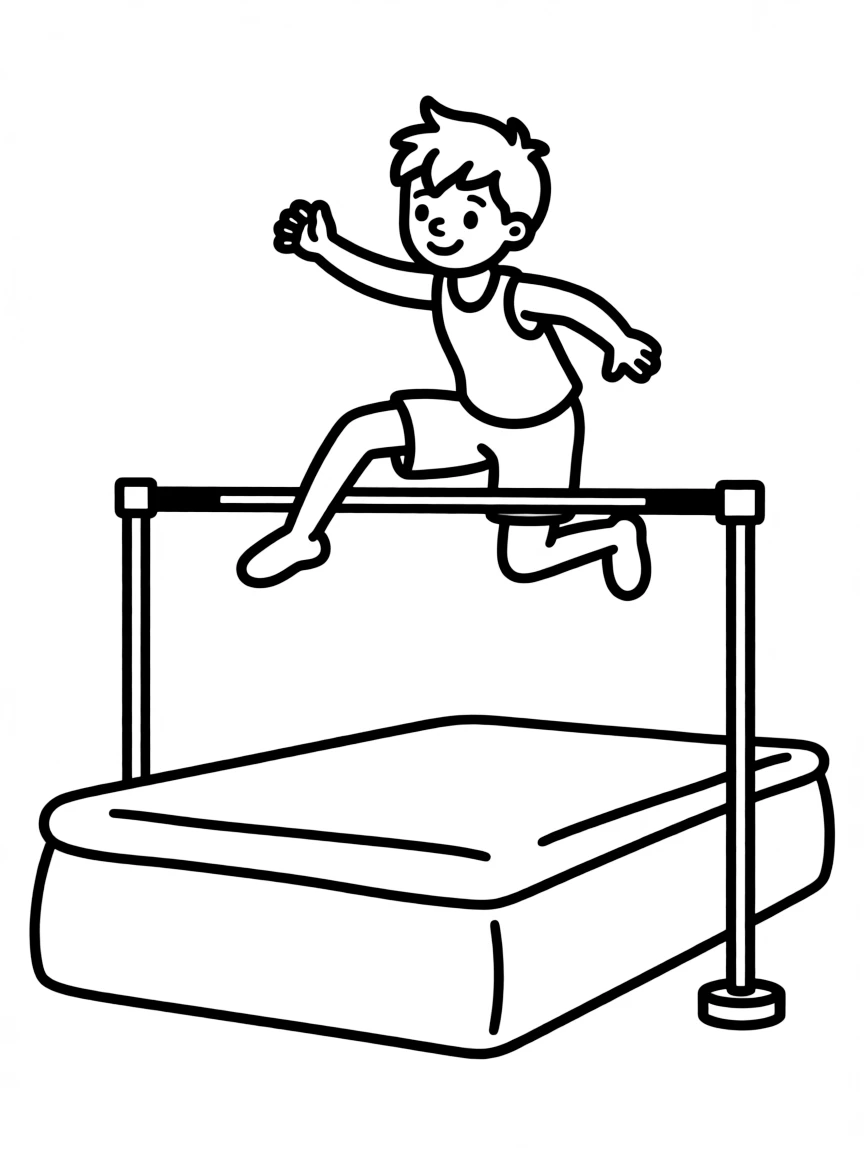 (sports) A child a boy high jumping