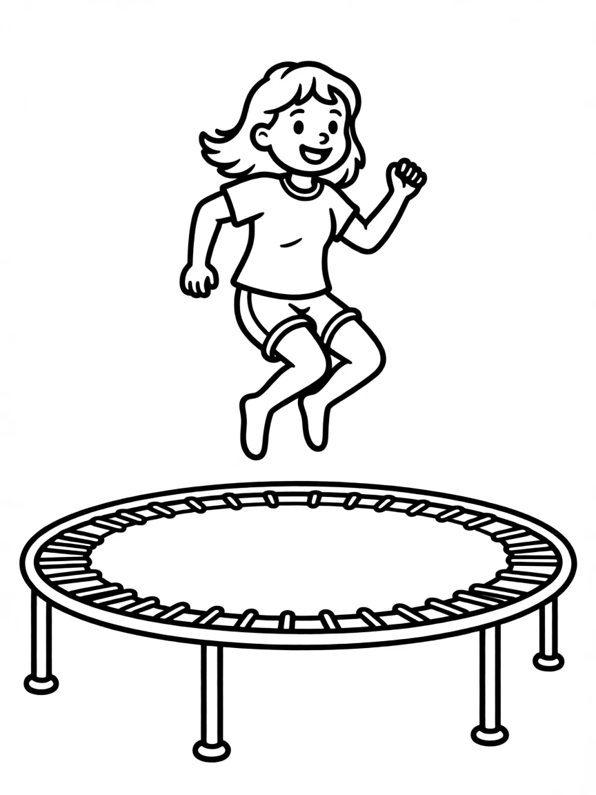 (sports) A child a girl trampolining