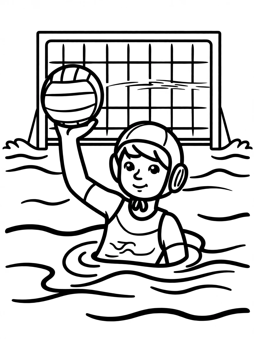 (sports) A child a boy water polo