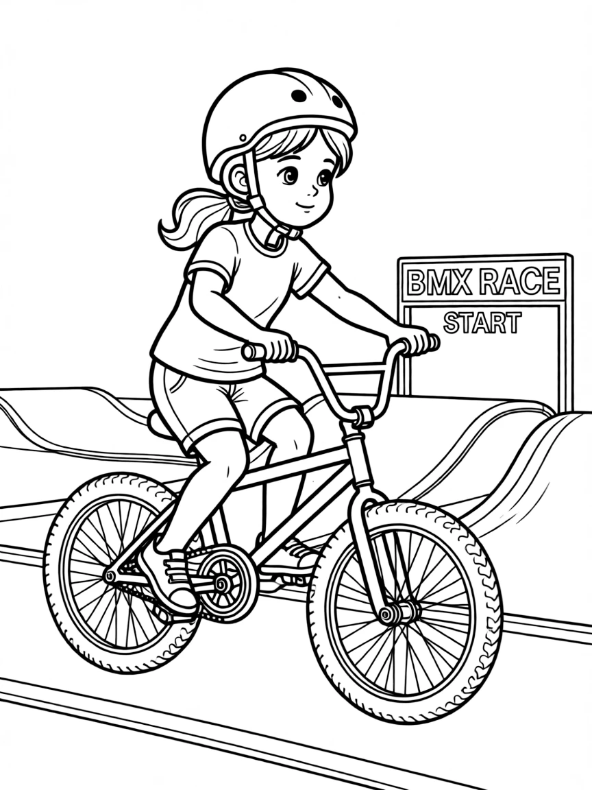 (sports) A child a girl BMX racing