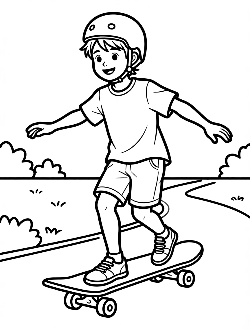 (sports) A child a boy doing skateboarding