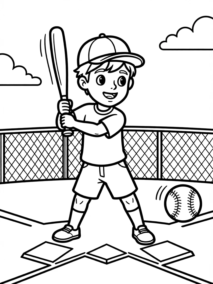 (sports) A child a boy playing baseball