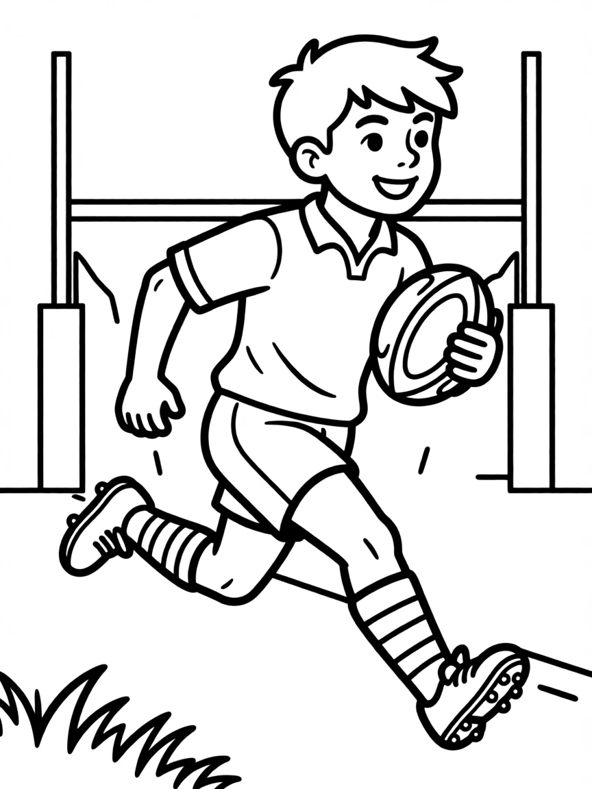 (sports) A child a boy playing rugby