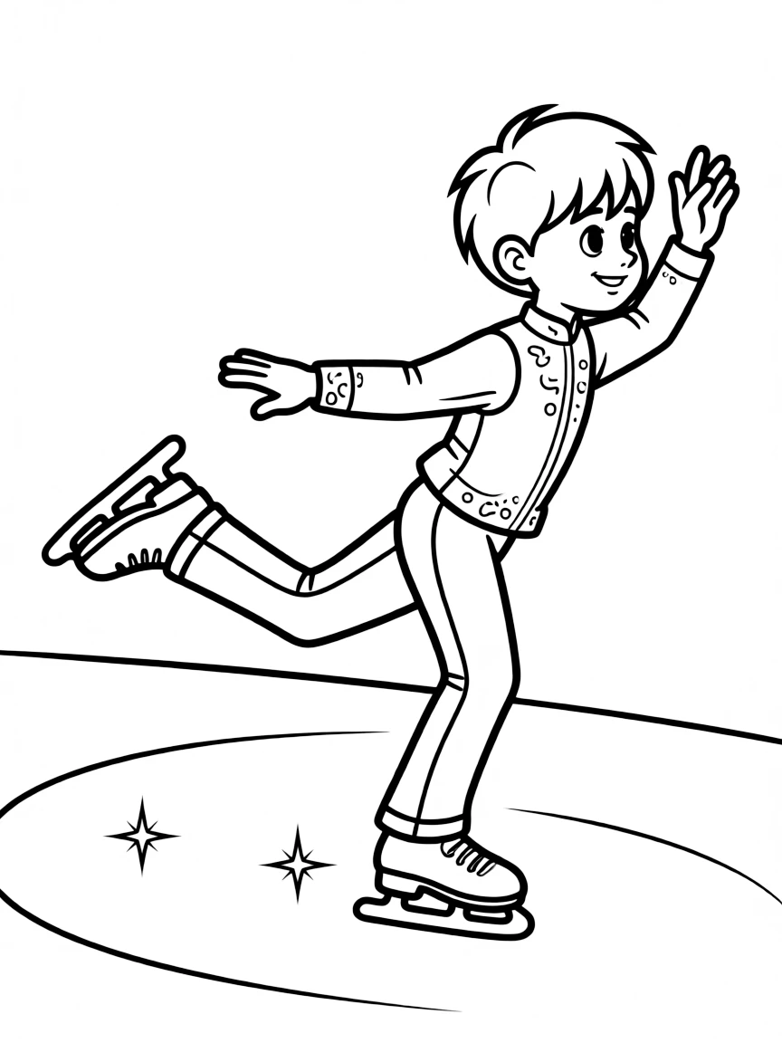 (sports) A child a boy doing figure skating