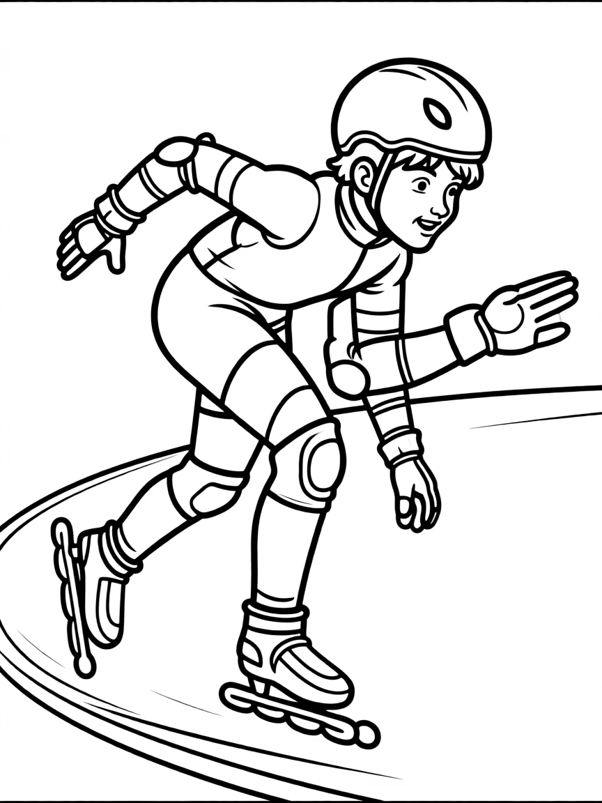 (sports) A child a boy doing short track speed skating