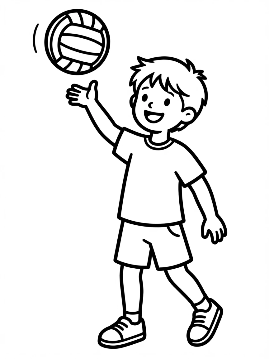 (sports) A child a volleyball bouncing