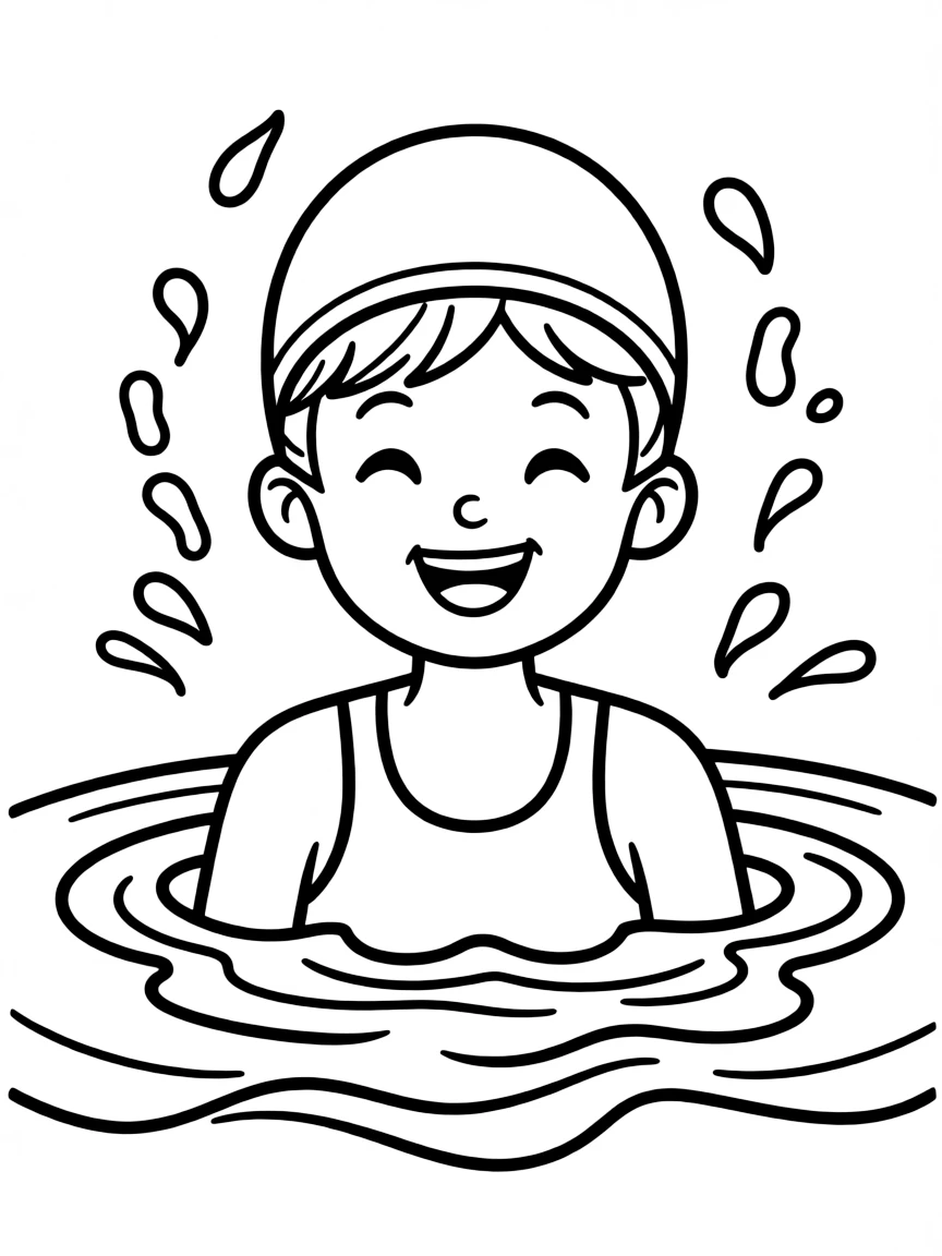 (sports) A child synchronized swimming noses smiling