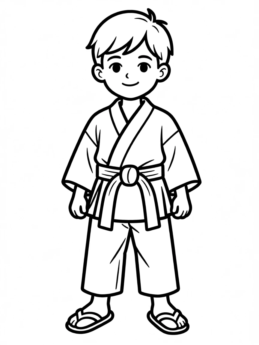 (sports) A child a karate belt tied in a bow