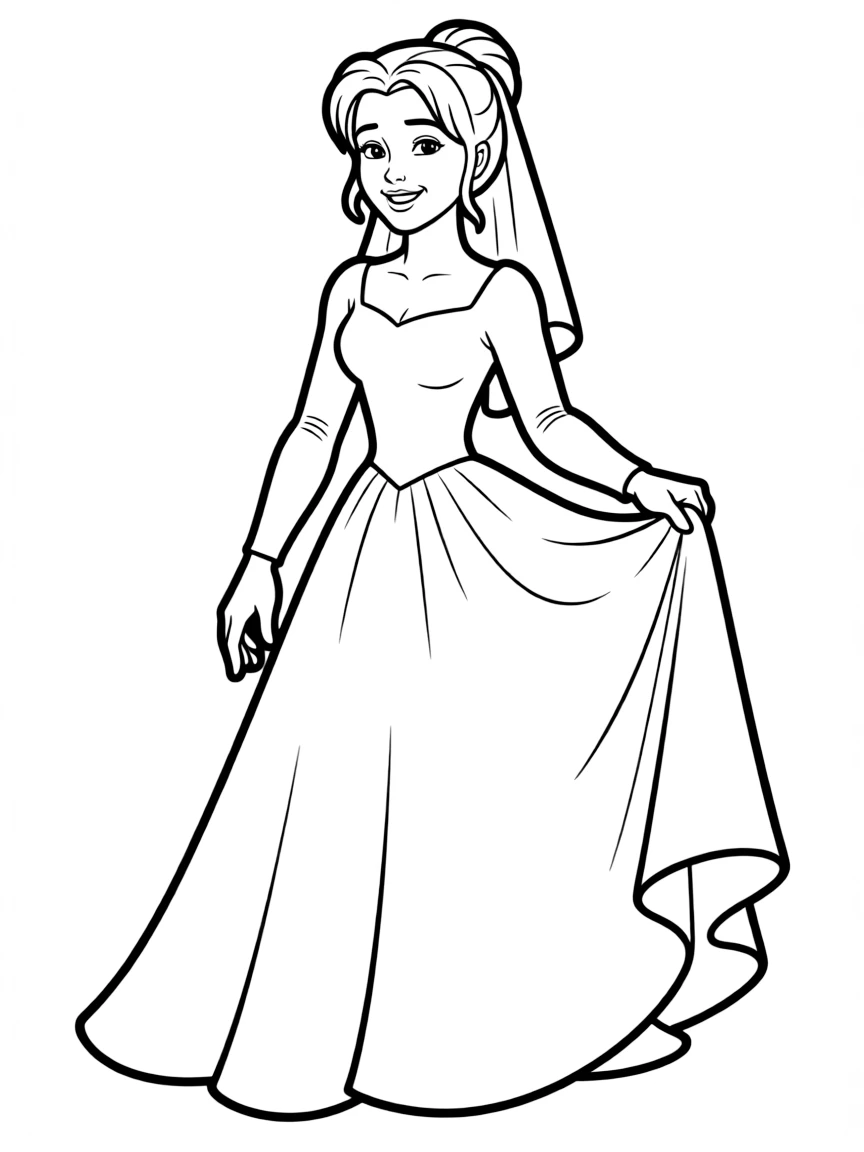 (movie characters) Fiona in her wedding dress (ogre form).