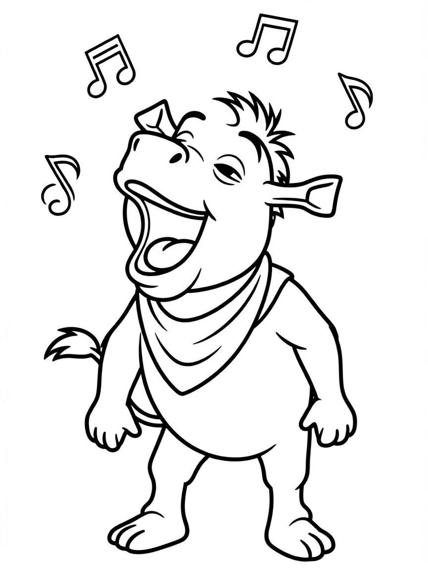 (movie characters) Donkey singing loudly.