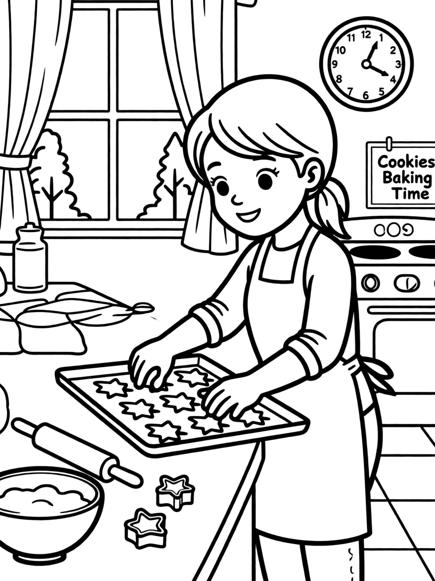 (movie characters) Fiona baking cookies.