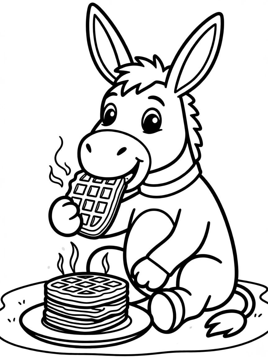 (movie characters) Donkey eating waffles.