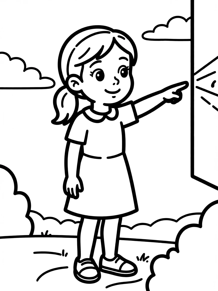 (movie characters) Fiona pointing at something.
