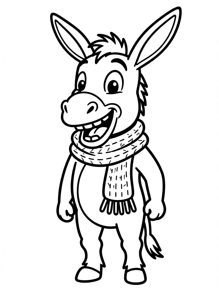 (movie characters) Donkey wearing a scarf.